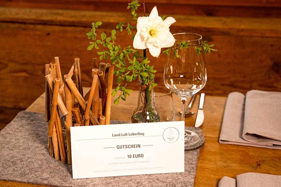 Gutschein für Restaurant, Hofladen und Marktwagen. 
